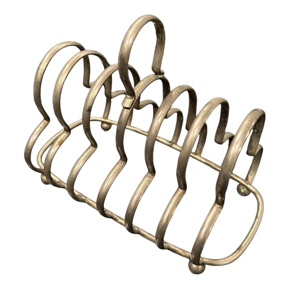 Antique Vintage French Silver Plate 6 Slice Toast Rack Letter Holder w/ Handle - Picture 3 of 11